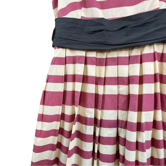Corey Lynn Calter Anthropologie Caranday Pleated Striped Dress Cream Pink Size 0 - Picture 4 of 7